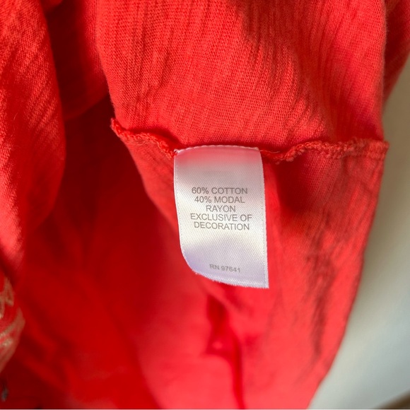 J Jill Maxi Dress 1X Tiered Embroidered Beaded Coral Beach Casual Cruise Boho - Picture 8 of 16